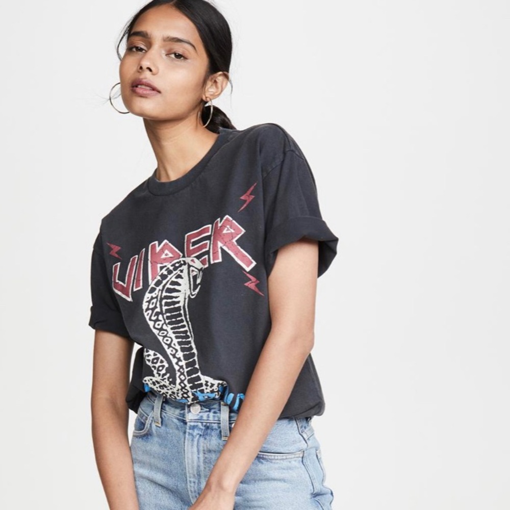 Anine Bing Viper Serpent Faded Black T-Shirt XS